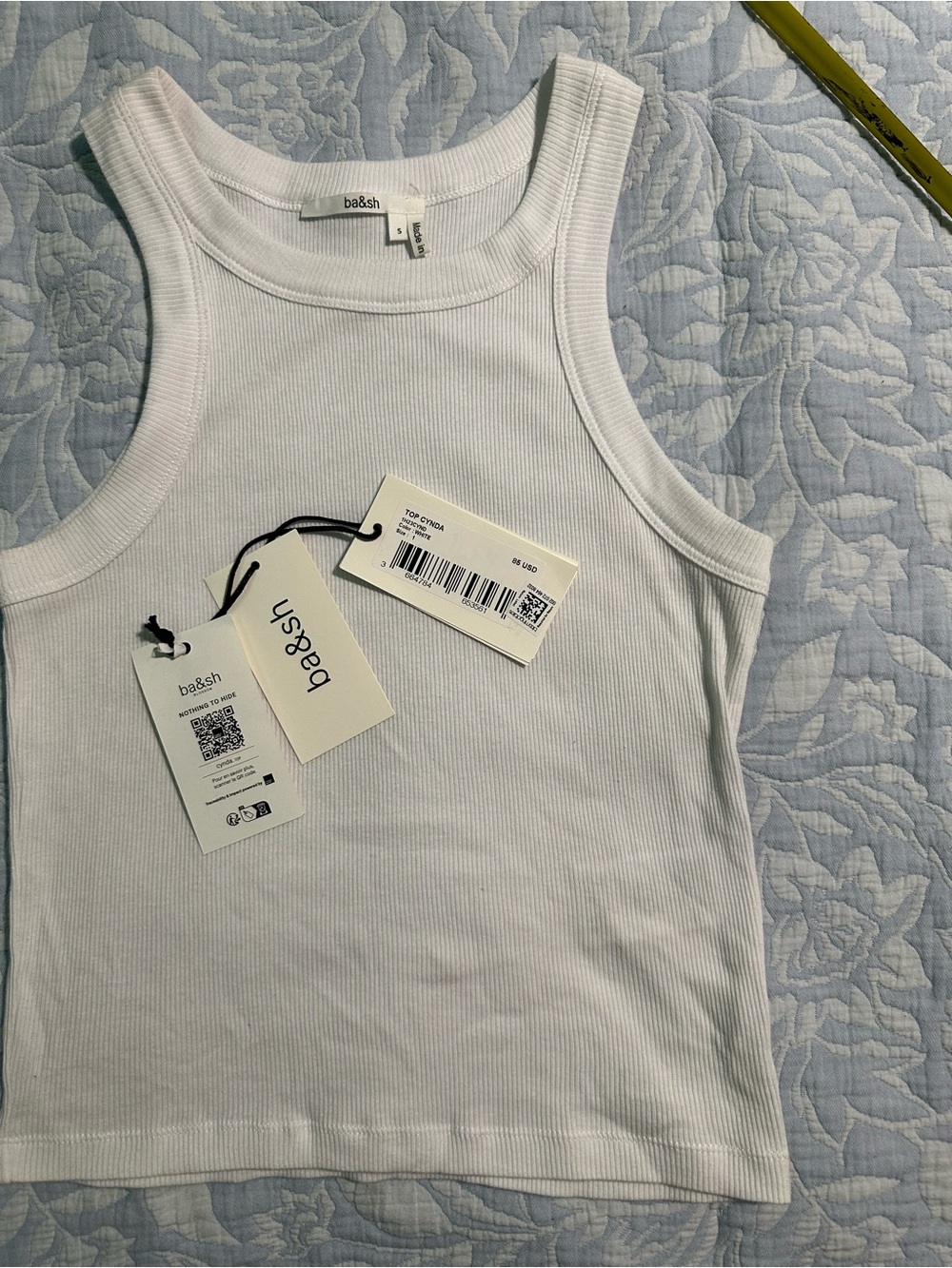 ba&sh White Ribbed Tank Top - Picture 3 of 8